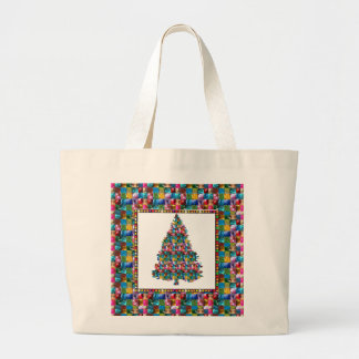 Grand Tote Bag J'AIME NOËL : ARBRE jadded avec des GEMMES de