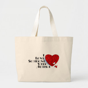 Grand Tote Bag J'aime quelqu'un avec l'autisme