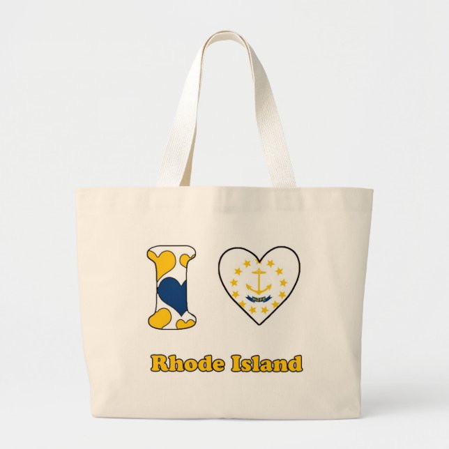 Grand Tote Bag J'aime Rhode Island (Devant)