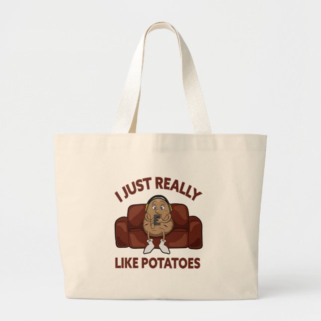 Grand Tote Bag J'Aime Vraiment Les Pommes De Terre - Baguettes De (Devant)