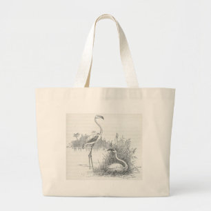 Grand Tote Bag James Johonnot - Flamant rose et nid