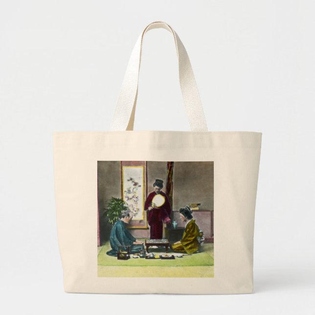 Grand Tote Bag Japonais traditionnel vintage MahJong (Devant)