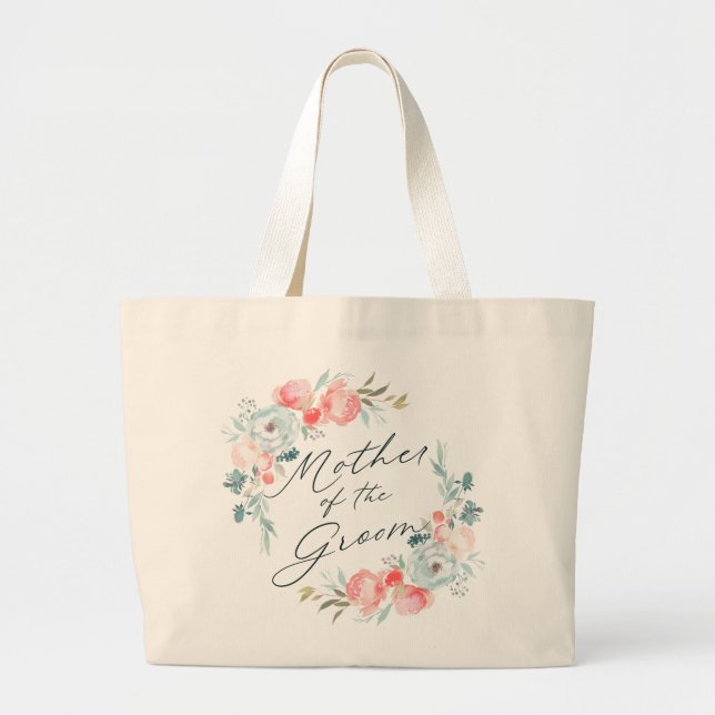 Grand Tote Bag Jardin Français Floral Wreath Mère de la chambre (Devant)