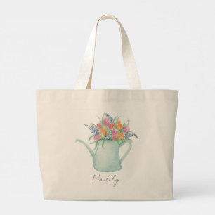 Grand Tote Bag Jardin Whimsical Watercolor