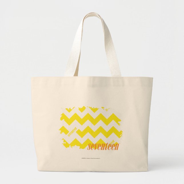 Grand Tote Bag Jaune 2 de zigzag (Devant)
