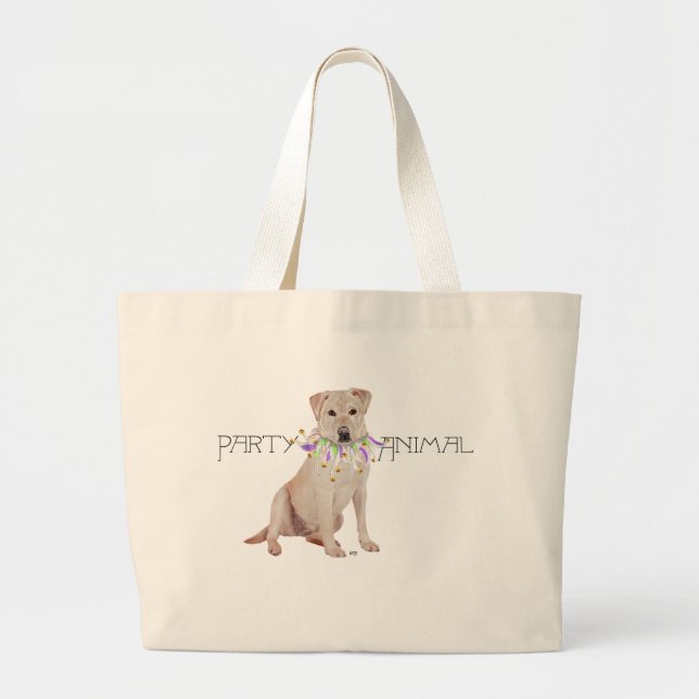 Grand Tote Bag Jaune Labrador Retriever Party (Devant)