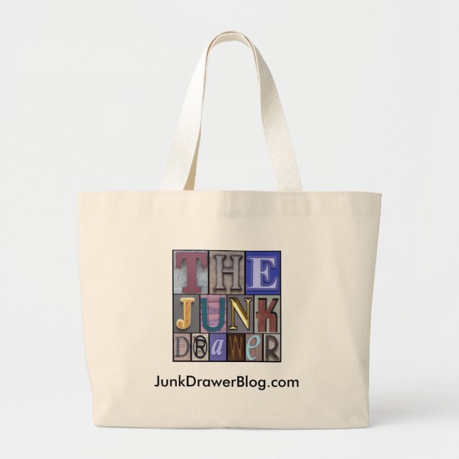 Grand Tote Bag JDLogo, JunkDrawerBlog.com (Devant)