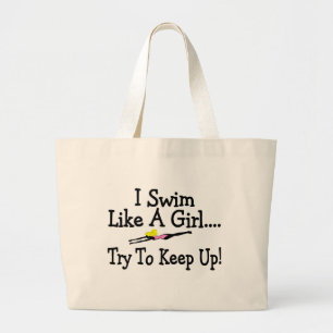 Grand Tote Bag Je nage comme un essai de fille pour continuer