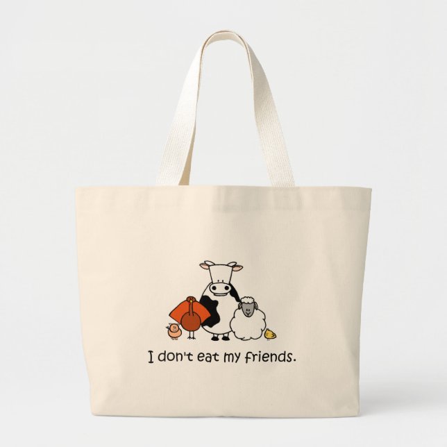 Grand Tote Bag Je ne mange pas mes amis (Devant)