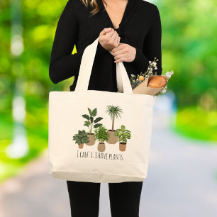 Grand Tote Bag Je ne peux pas, j'ai un Amoureux Plante Plante drô