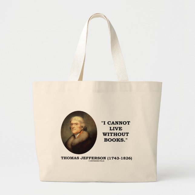 Grand Tote Bag Je ne peux pas vivre sans livres (Devant)