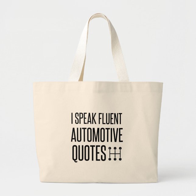 GRAND TOTE BAG JE PARLE DE CITATIONS D'AUTOMOBILES FLUENTES (Devant)