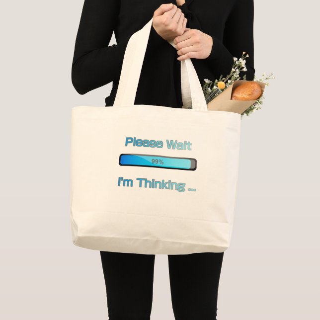 Grand Tote Bag Je pense à la conception de programmeur d'ordinate (Devant (produit))