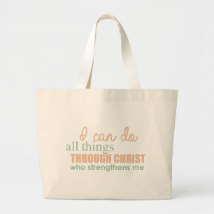 Grand Tote Bag Je peux faire tout par le Christ qui renforce