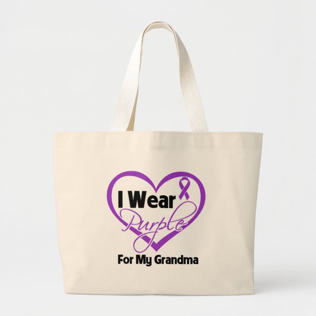 Grand Tote Bag Je Porte Du Ruban De Coeur Violet - Grand-mère (Devant)