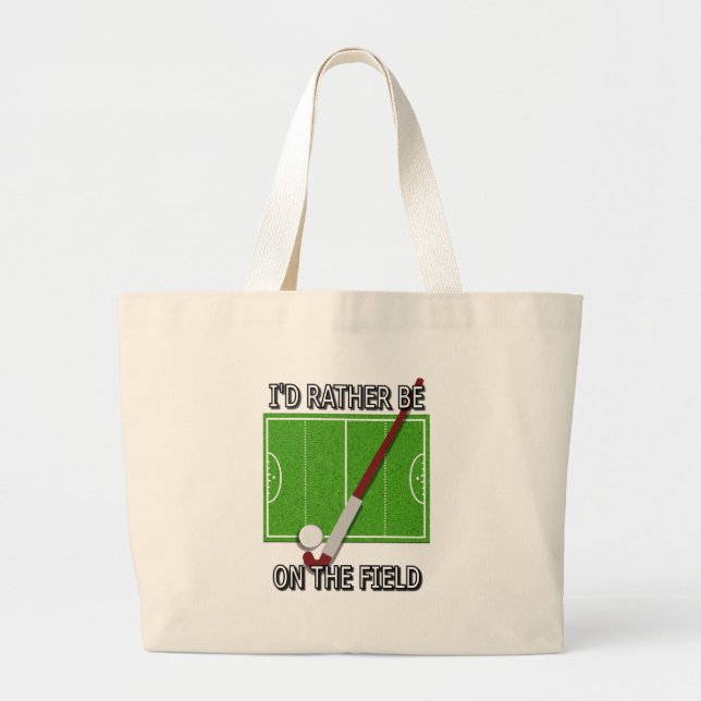 Grand Tote Bag Je préfère être sur le terrain (hockey) (Devant)
