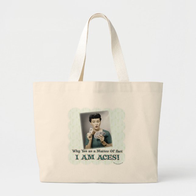 Grand Tote Bag Je Suis Aces Snarky Lady Retro Photo Art Moto (Devant)