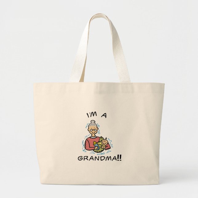 Grand Tote Bag Je suis grand-mère et bébé (Devant)