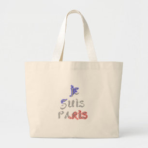 Grand Tote Bag Je Suis Paris I Love Paris Texte Art Imprimer