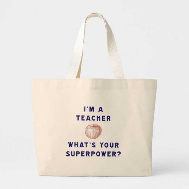 Grand Tote Bag Je suis un professeur [pomme] ce qui est la votre (Devant)