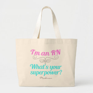 Grand Tote Bag Je suis un RN Superhero