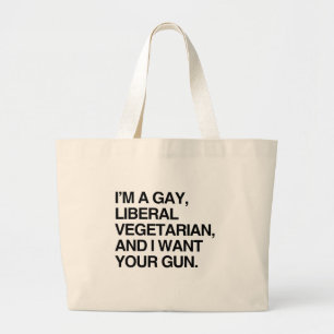 Grand Tote Bag Je suis un végétarien gai et libéral