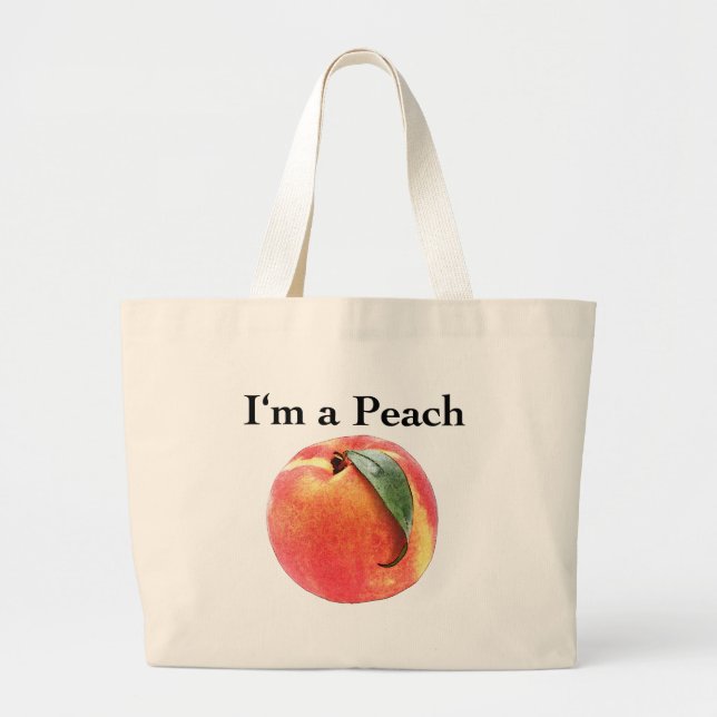 Grand Tote Bag Je suis une pêche (Devant)