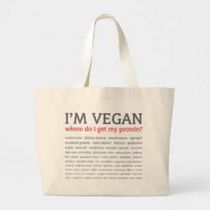 Grand Tote Bag Je suis végétalien : D'où obtiens-je ma protéi