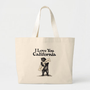 Grand Tote Bag Je t'aime étreinte d'ours de la Californie