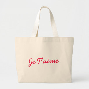 Grand Tote Bag Je t'aime I Love You French Modern Red Cote Art
