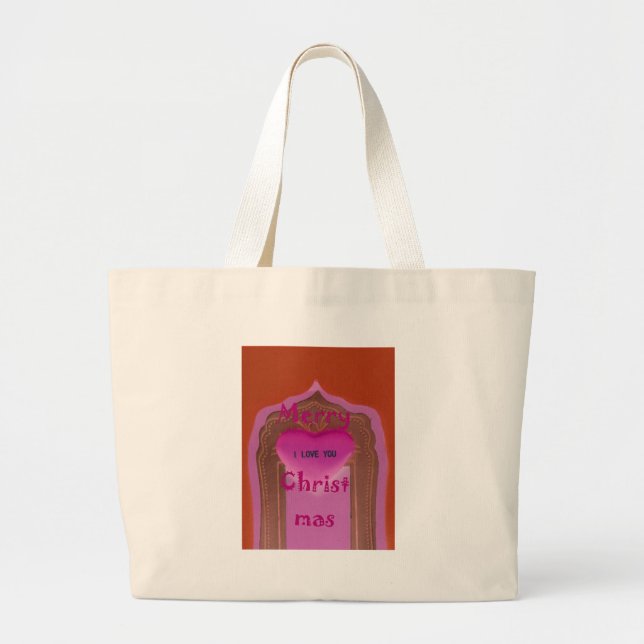 Grand Tote Bag Je t'aime Joyeux Coeur de Noël (Devant)