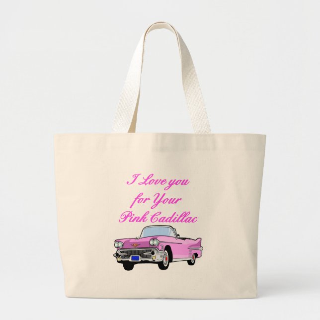 Grand Tote Bag Je t'aime pour votre cru rose les années 50 de (Devant)
