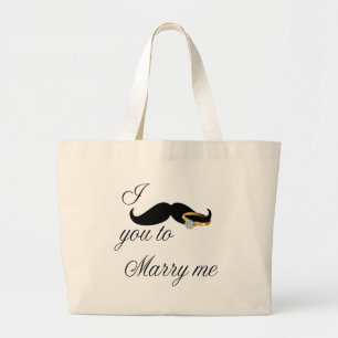 Grand Tote Bag Je te moustache - pour m'épouser