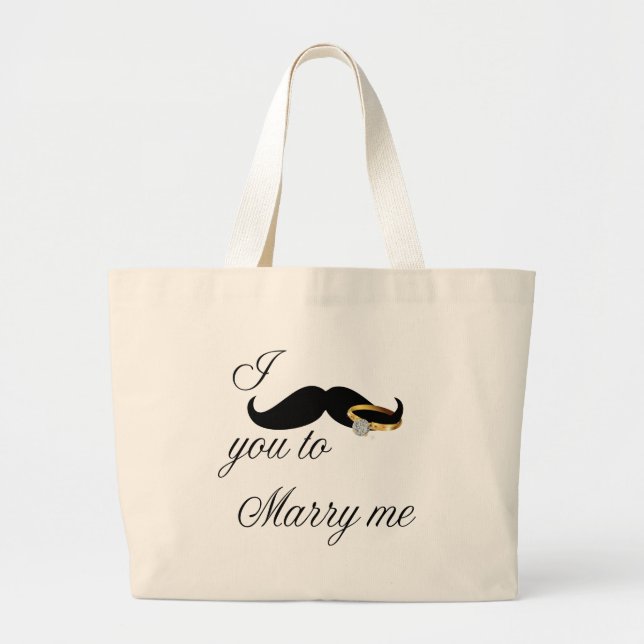 Grand Tote Bag Je te moustache - pour m'épouser (Devant)