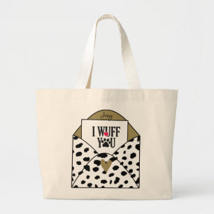 Grand Tote Bag "Je Wuff You" Imprimé Dalmatien