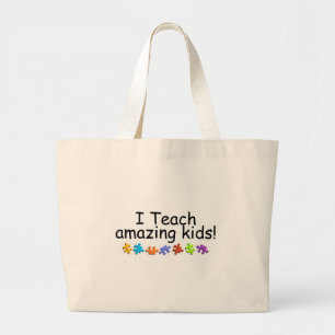 Grand Tote Bag J'enseigne les enfants extraordinaires