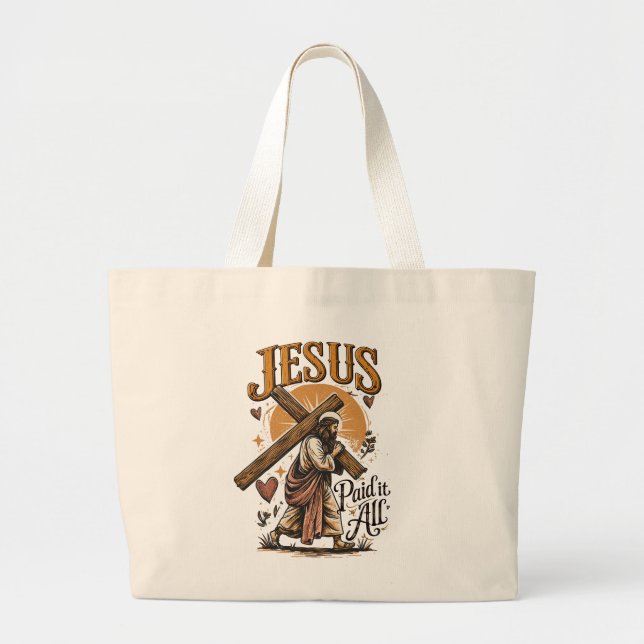 Grand Tote Bag Jésus a tout payé (Devant)