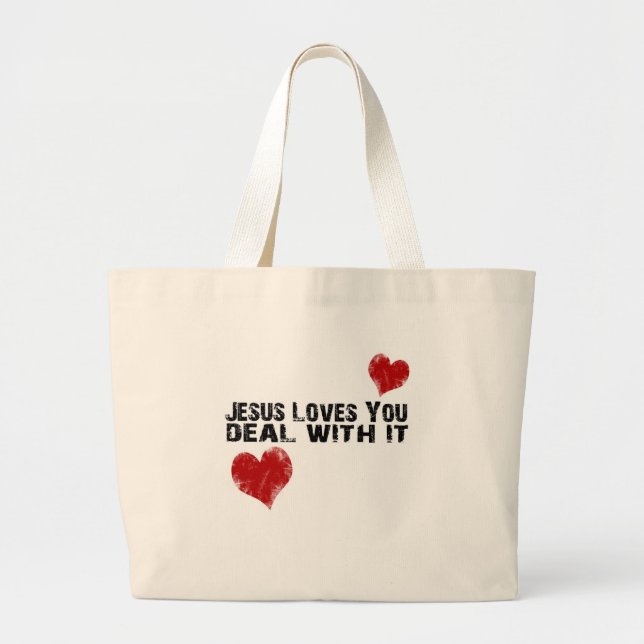 Grand Tote Bag Jésus vous aime : Affaire avec elle (Devant)