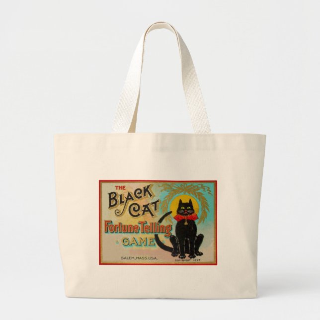 Grand Tote Bag Jeu de divination au Chat Noir (Devant)