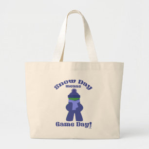 Grand Tote Bag Jeu de la neige Joueur hiver froid Meeple amusant