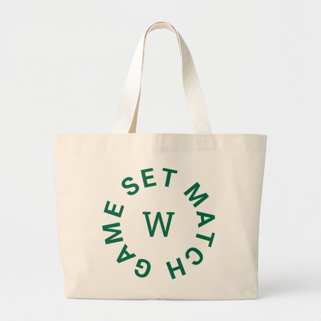 Grand Tote Bag Jeu Set Match Vert Monogramme Tennis (Devant)