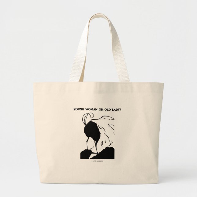 Grand Tote Bag Jeune Femme Ou Vieille Dame ? (Illusion optique) (Devant)