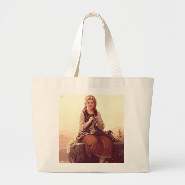 Grand Tote Bag Jeune fille Tricot (Devant)