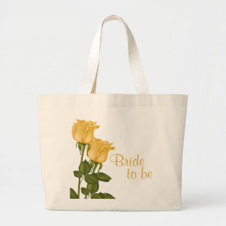 Grand Tote Bag Jeune mariée à être roses jaunes