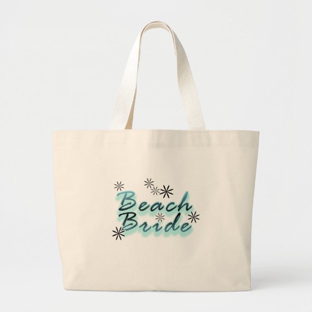 Grand Tote Bag Jeune mariée turquoise/noire de plage (Devant)