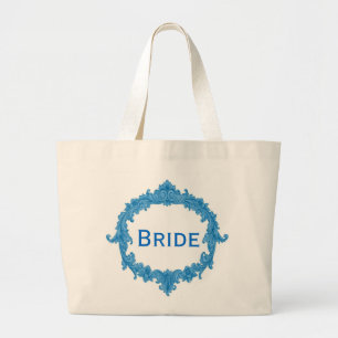 Grand Tote Bag Jeune mariée vintage bleue de cadre