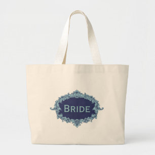 Grand Tote Bag Jeune mariée vintage bleue de cadre