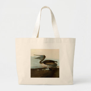 Grand Tote Bag John James Audubon Peinture Pélicane Brown