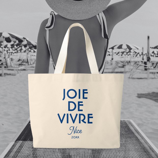 Grand Tote Bag Joie De Vivre Nice Année Personnalisée Français (Créateur téléchargé)