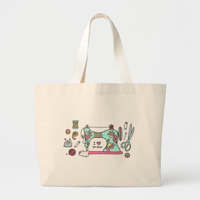 Grand Tote Bag Joli amour pour coudre l'illustration (Devant)